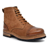 OstrichFit Men's handmade lace-up ankle boots in tan suede leather (ART-OF-PR-DEL1001)